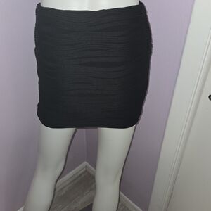 Hot Gal Black Textured Mini Skirt